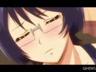 Hentai mamalhuda gaja em óculos cona aparafusado para intenso orgasmo